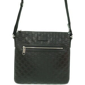 GUCCI Signature Guccissima Leather Messenger Crossbody Bag Black